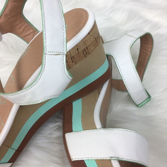 Yellowbox white teal cork Coreen wedge sandals - Picture 6 of 8